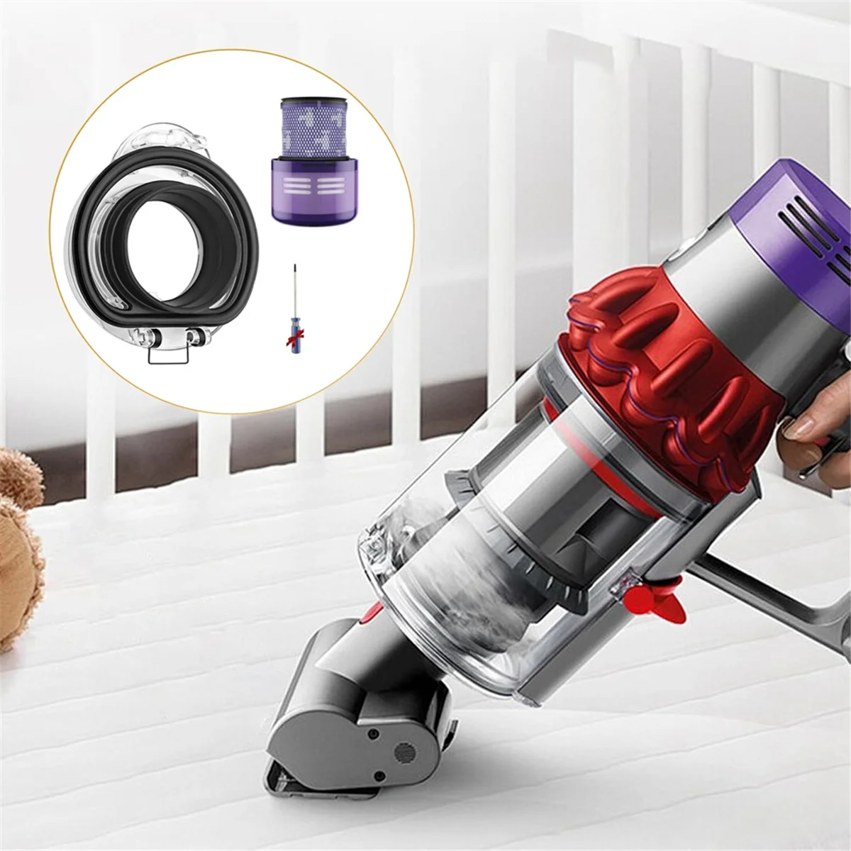 Dust Bin Lid with Filters Kit for Dyson V10 Digital Slim Vacuum Attachments Dust Bucket Cover with Sealing Ring