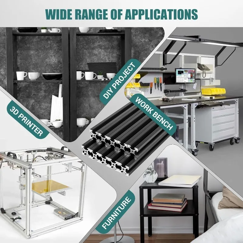 2020 فولت فتحة الألومنيوم النتوء الأوروبي القياسية بأكسيد السكك الحديدية الخطية لأجزاء الطابعة ثلاثية الأبعاد وCNC لتقوم بها بنفسك 800 مللي متر الأسود