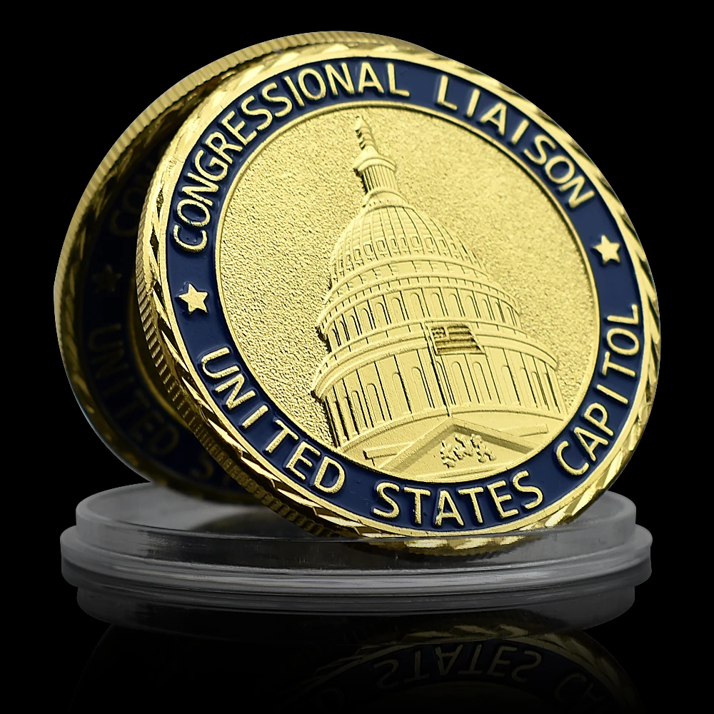 Gold Coin of US Army Marines Navy Air Force Veterans Affairs Coast Guard Badge US Capitol Congressional Liaison Medal