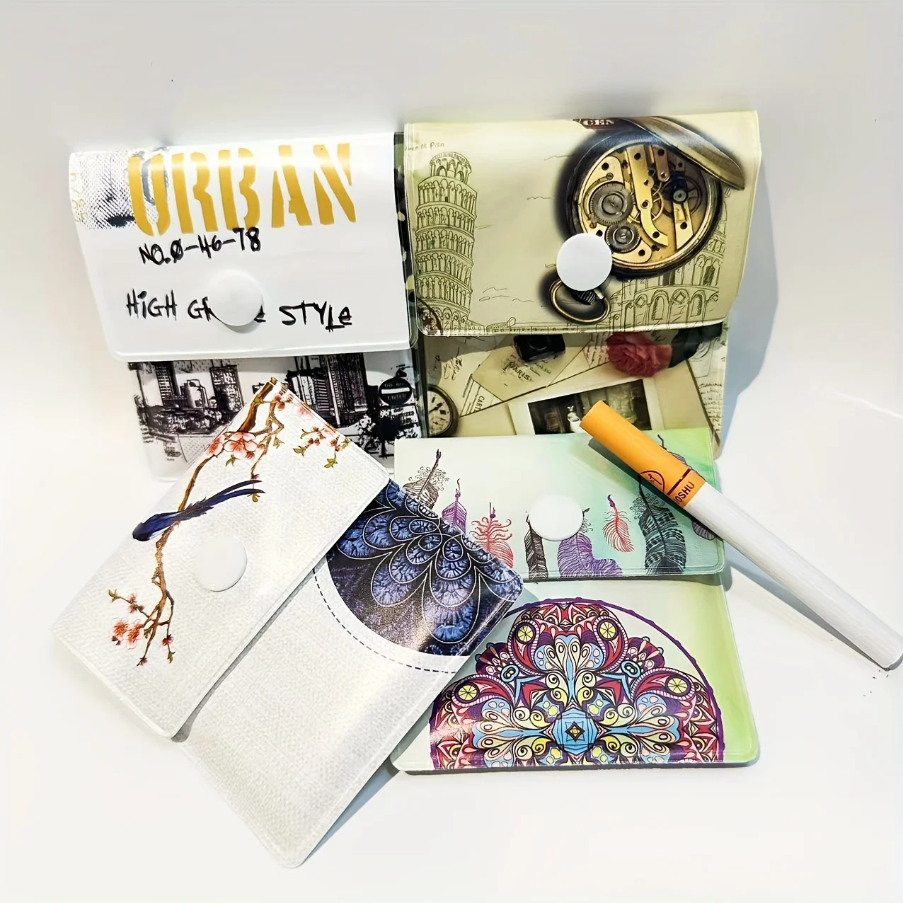 

1 шт. Портативная автомобильная пепельница для сигарет с граффити, герметичный мешочек для пепельницы из ЭВА, уличный мешок для утилизации окурков с принтом цветка лотоса