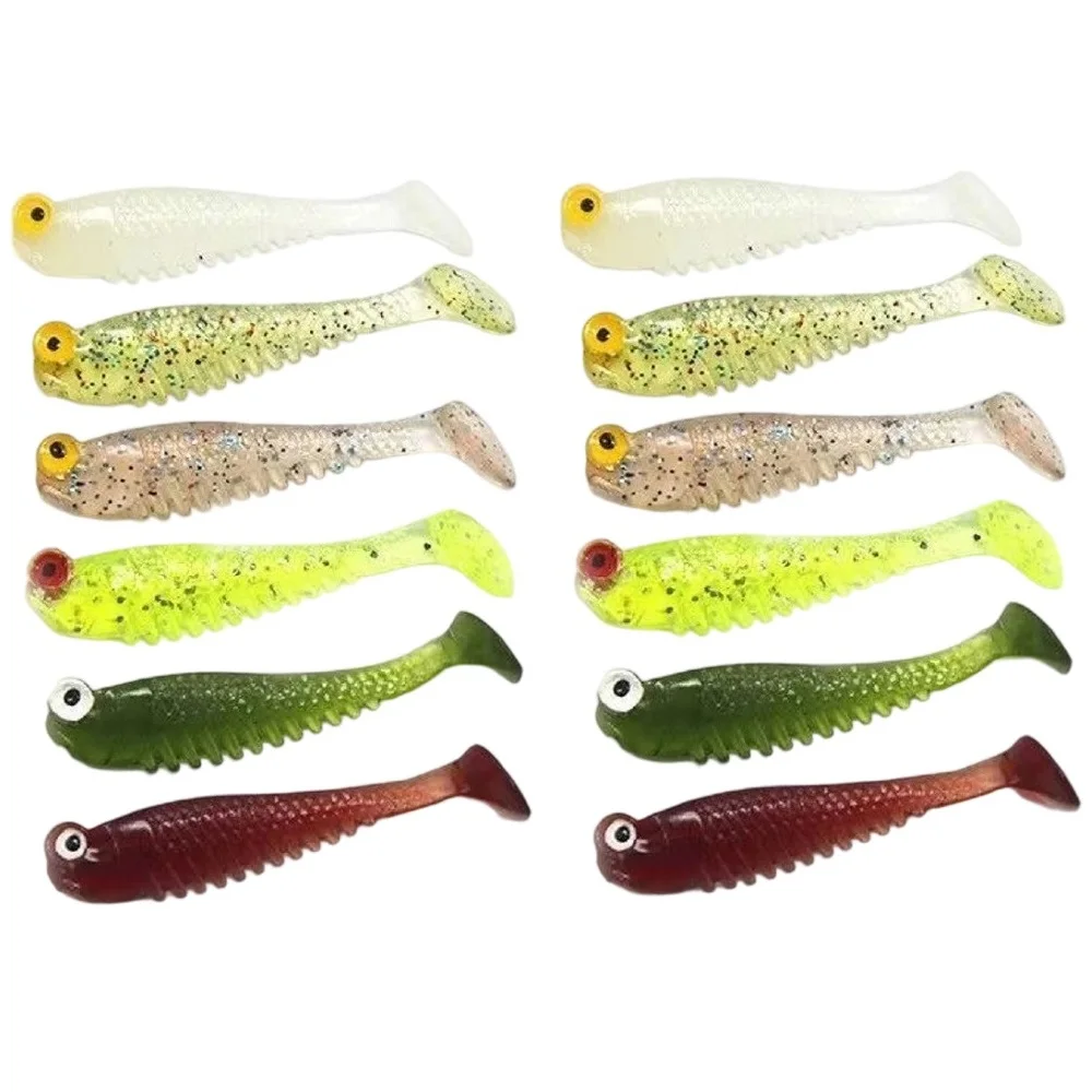 

6pack 5.5cm Glow-in-Dark T-Tail Swimbait Realistic Soft Lure for Barramundi Snakehead Perch Salt & Freshwater