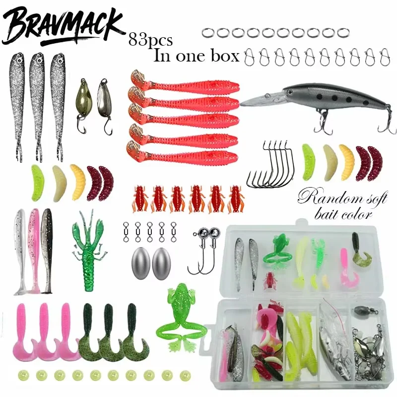 Fishing Lure Set 18/21/59/142/83/133pcs Mixed VIB Lure Kit Soft Lure Minnow Popper Hooks All Fishing Accessory Fresh Water