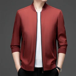 Smart Casual Simplicity Autumm New Men's Coats Stand Solid Zipper Pockets Screw Thread Fashion Loose Long Sleeve Jackets Tops