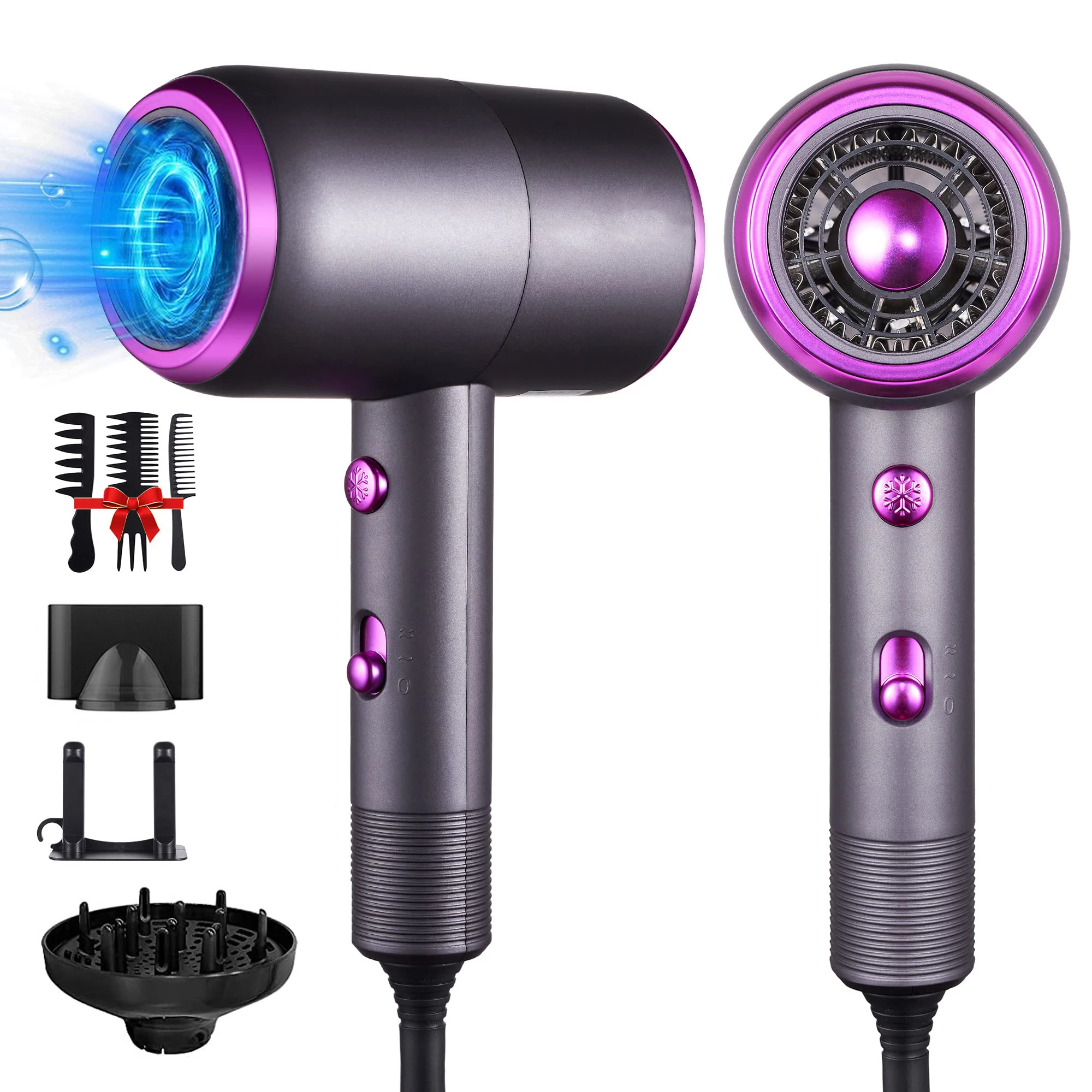 

Beutyone New Hair Dryer Fast Drying Cold And Warm Salon Home Appliances High-Powered Blue Light Negative Ion Anti-Static Styling