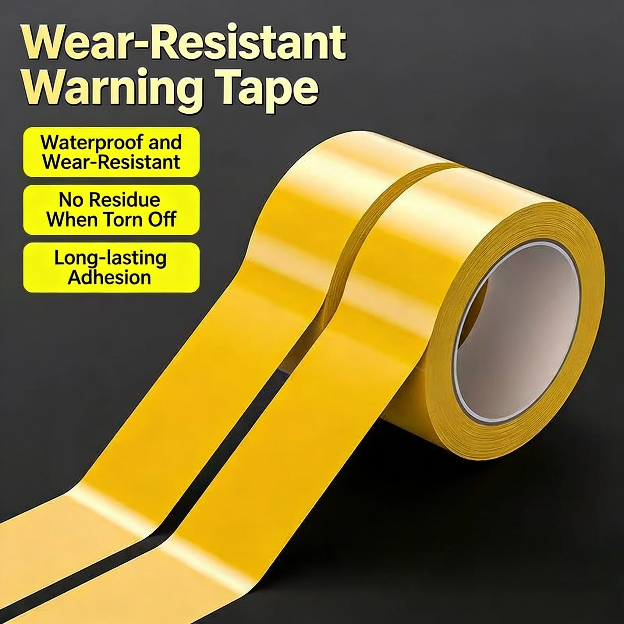 

Yellow PVC Warning Tape 6cm×20m Safety Floor Marking Tape Heavy Duty Wear Resistant for Workshop Fire Evacuation Line