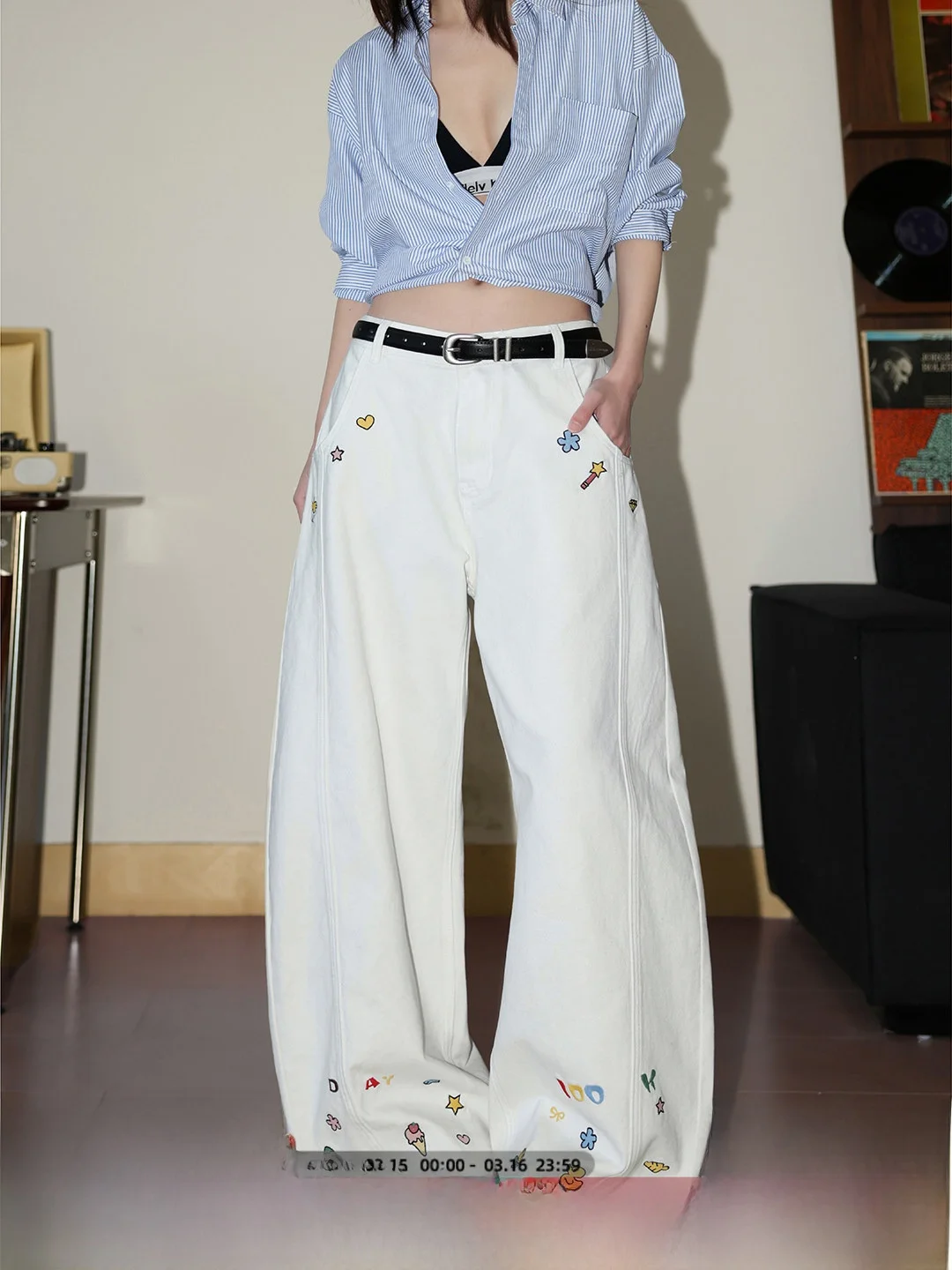 

Loose American Sle Wide Leg Blue Jeans Women's Loose Fit Straight Leg Jeans Spring Casual Long Trousers by Himi
