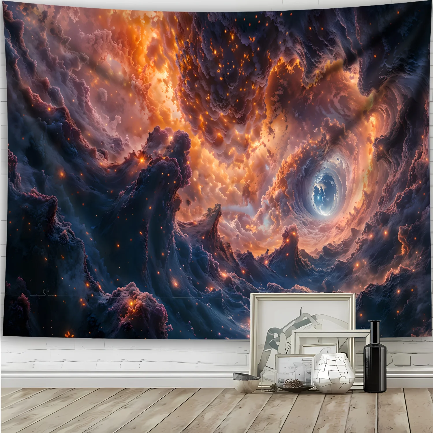 Abstract Nebula Galaxy Tapestry Wall Hanging Cosmic Space Art Print Polyester Decor for Bedroom Living Room Unique Home Gift