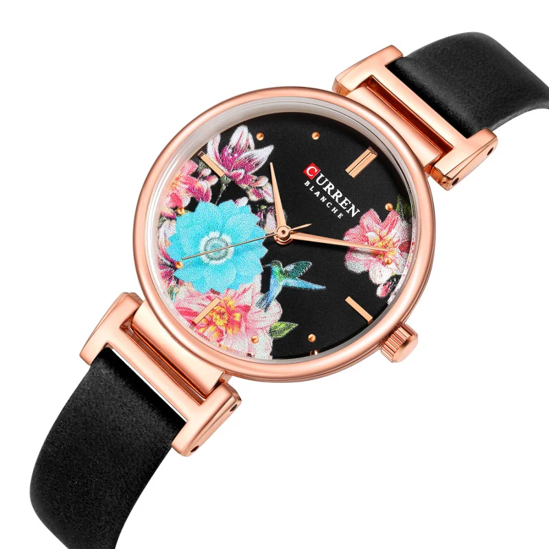 Curren New 9053 Часы с кожаным ремнем Водонепроницаемые кварцевые часы Модные часы Повседневные женские часы