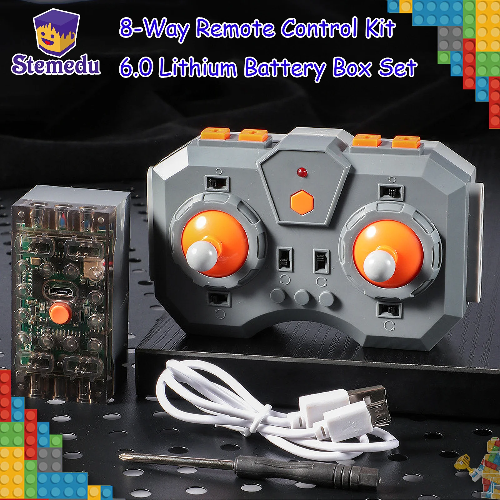 New 8-Way Remote Control Kit With 6.0 Lithium Battery Box Support Bluetooth/APP Program Remote Control MOC Building Blocks Parts