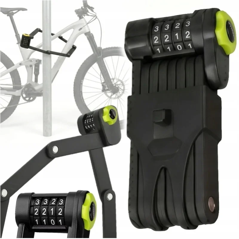 Faltbares Fahrradschloss mit 4-stelliger Zahlenkombination, Stahl-Fahrradkettenschloss, Diebstahlschutz, Kompaktes Faltschloss für MTB, Rennrad, Cityrad, E-Bike, Roller, Kinderwagen, Motorrad mit