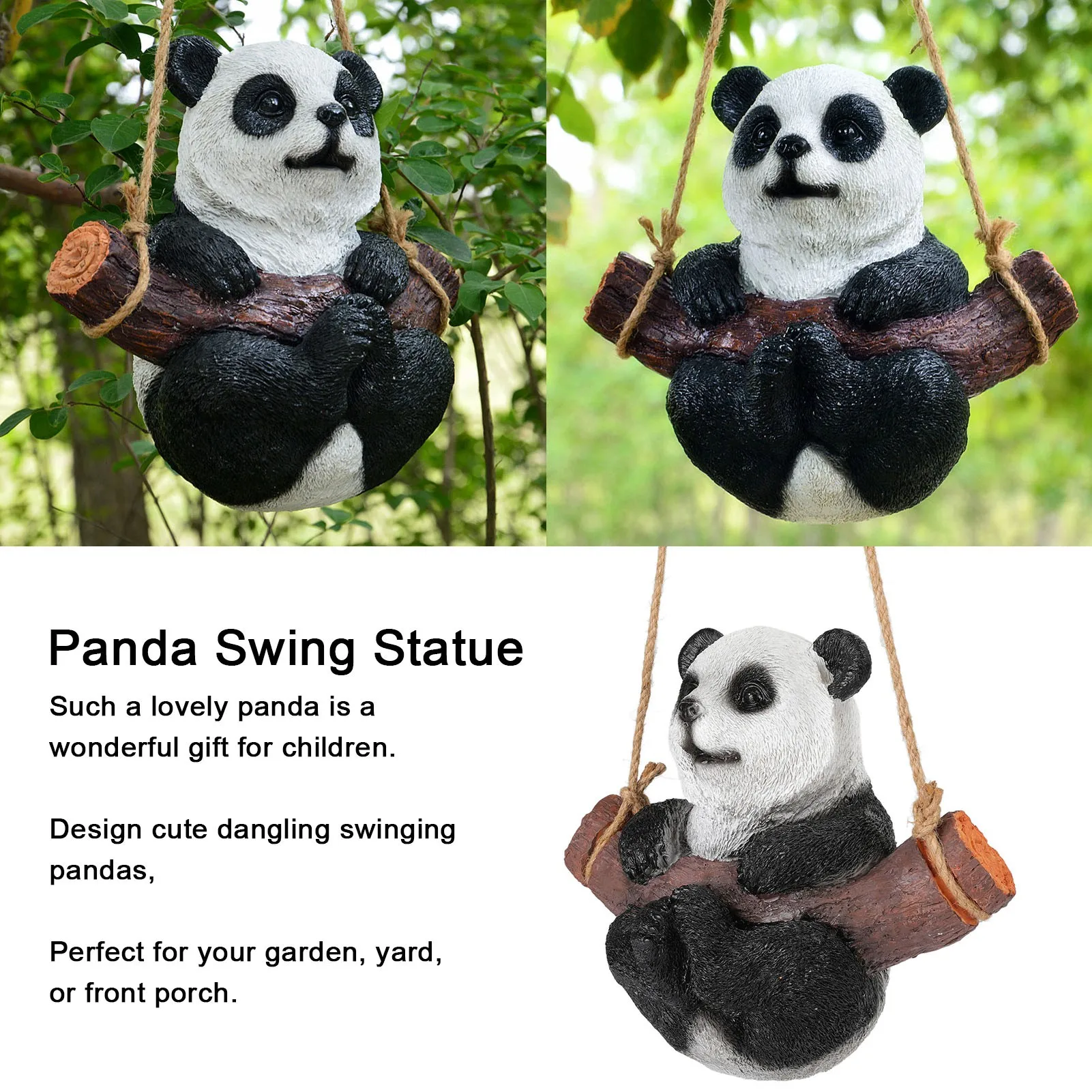 

Panda Swing Statue Resin Animal Garden Outdoor Statue For Patio Yard Lawn Home Office