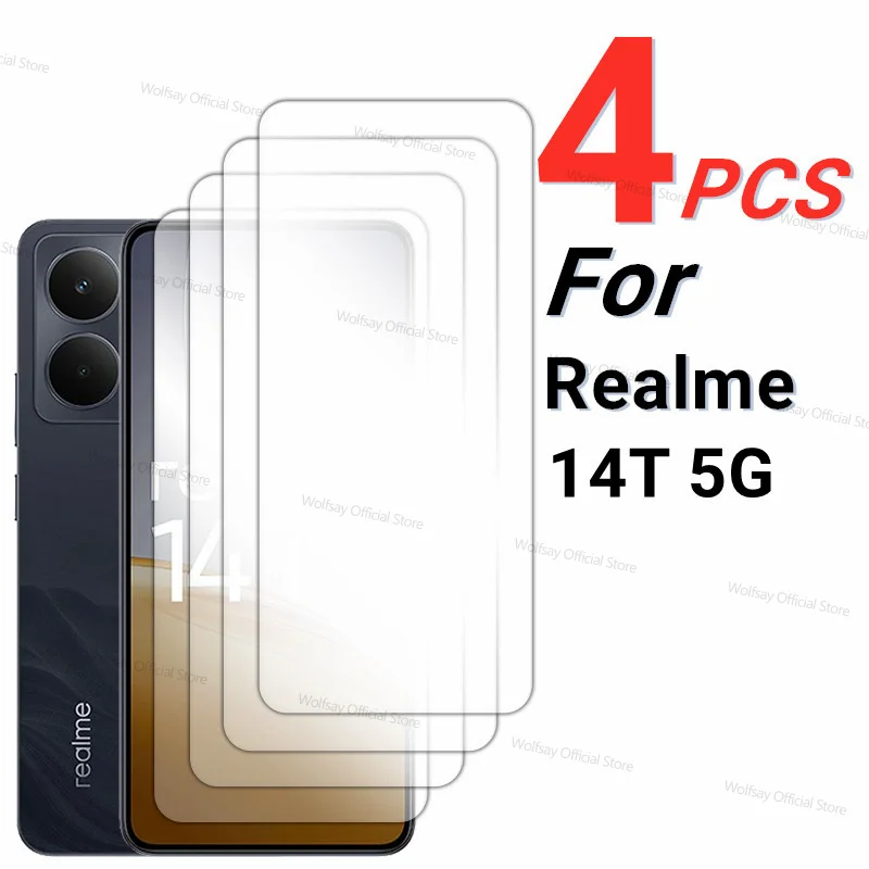 

2/4PCS Screen Protector For Realme 14T 5G Tempered Glass Realme 14T 5G Full Glue Protective Glass Phone Film For Realme 14T 5G