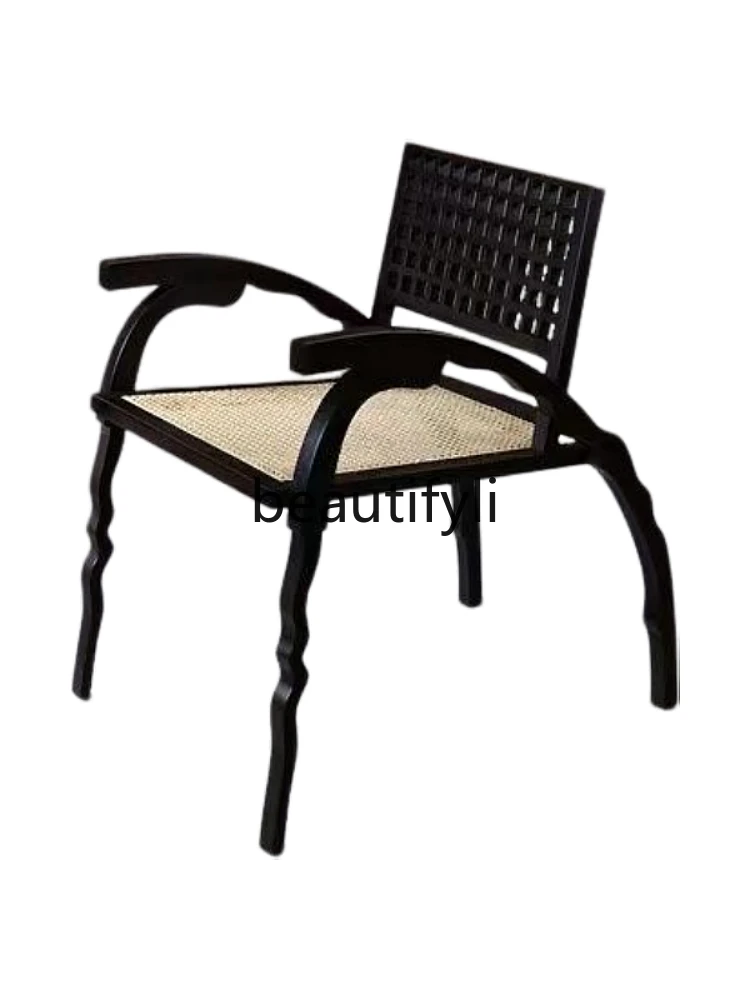 

Retro rattan dining chair B & B hotel leisure table and chair negotiation chair