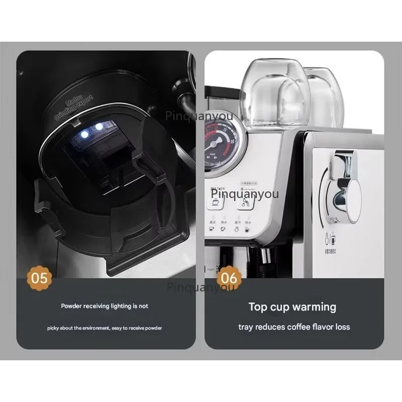 Electric Espresso Machine 2200W 20bar Double Boiler Multi-Functional Bean Grinding Stainless Steel Housing for Coffee Lovers