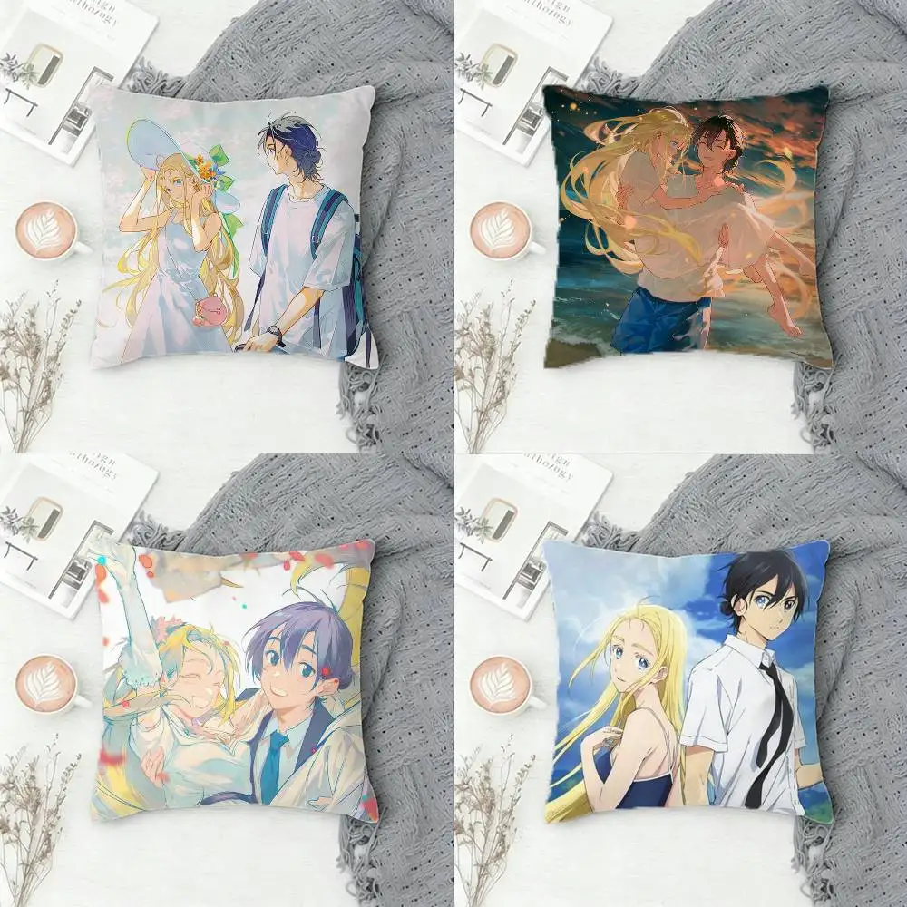 

S-Summer Time Rendering Double-sided Printed Square Decorative Cushion Cover for Sofa Living Room Home Decor