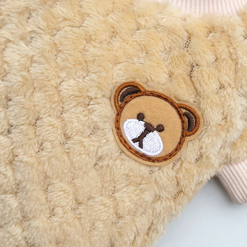 2024 New Warm Fleece Pet Clothes Cute Print Coat Small Medium Dog Cat Shirt Jacket Teddy French Bulldog Chihuahua Winter Outfit