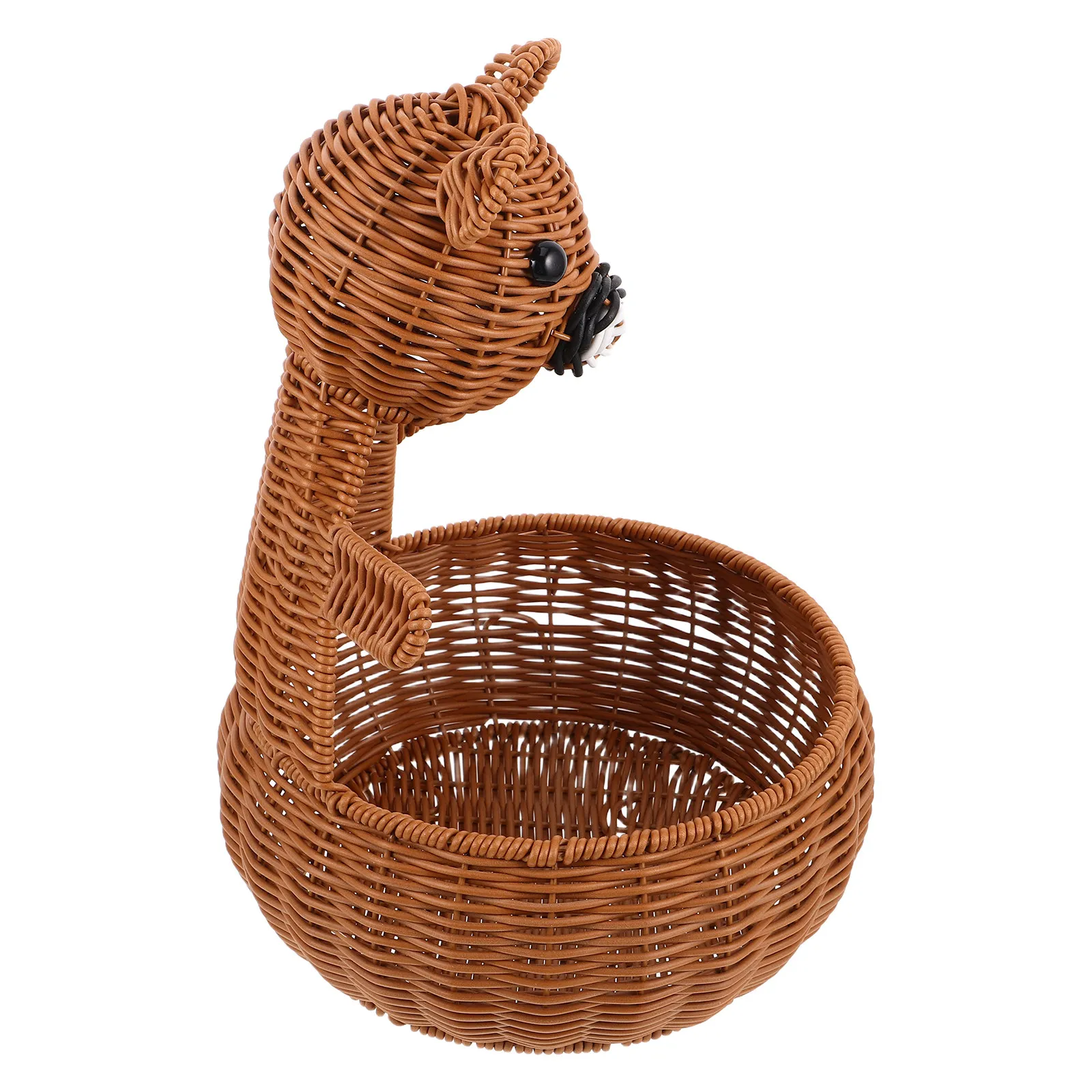 

Bear Shaped Fake Rattan Storage Basket Decorative Kitchen Countertop Fruit Holder Snack Candy Organizer Living Room Table