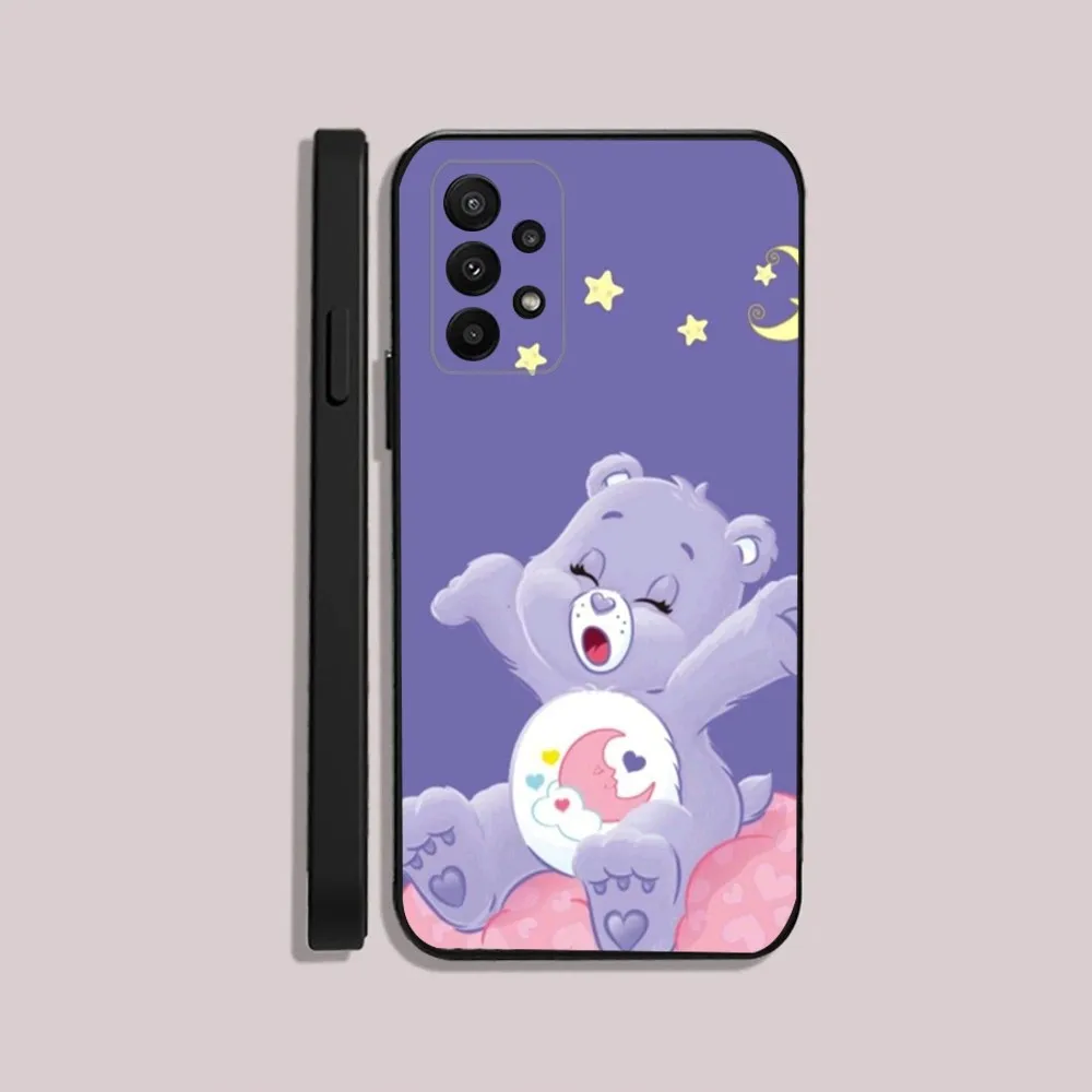 Cute C-Caring B-Bear Phone Case For Samsung S24,23,22,30,21,10,9,Ultra,Plus,Lite,FE,5G Black Soft Case