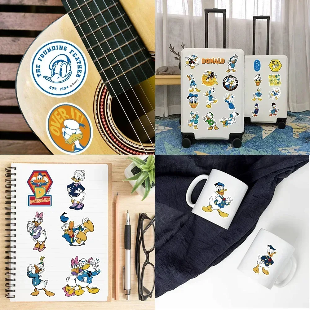 Disney-pegatinas de grafiti de pato Donald para niños y niñas, 50 piezas, para ordenador portátil, teléfono, álbum de recortes, diario, equipaje,