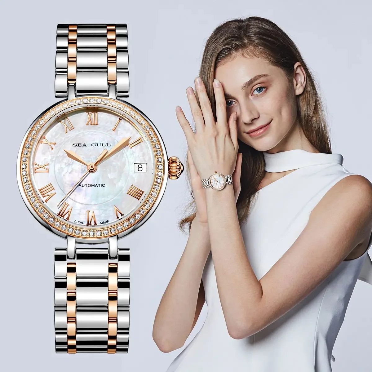 New Seagull Ladies Watch Automatic Mechanical Wristwatch Ultra-Thin Casual Simple Roman Holiday Sapphire Women Watch 816.417L