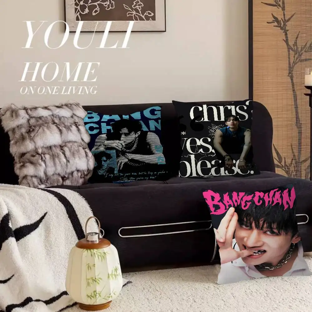 

Korean K-pop Bang Chan Singer Personalized Picture Text Home Decorative Pillows Household Gifts 45x45cm