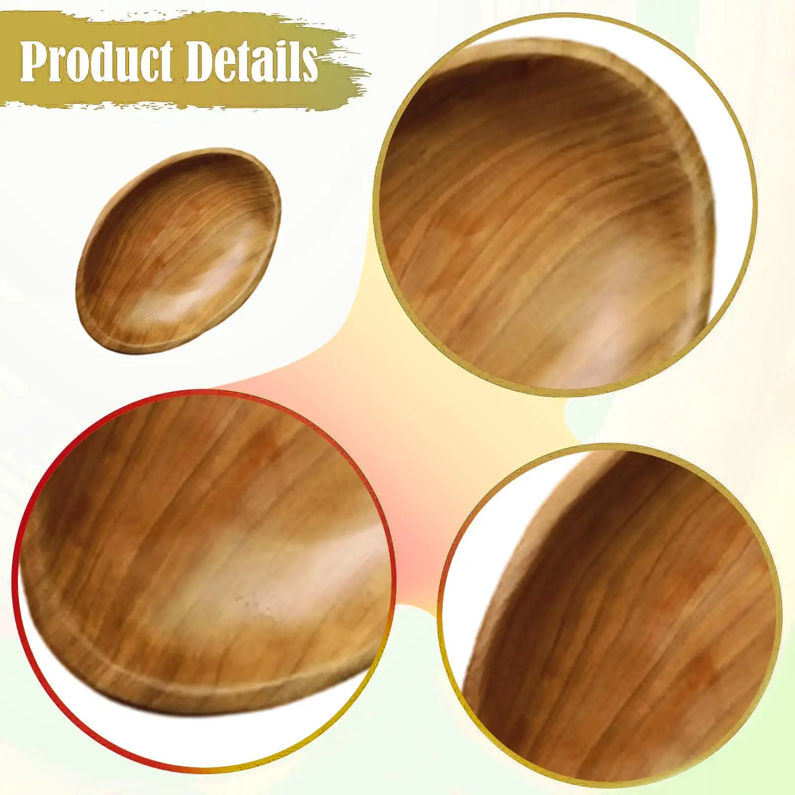 Decorative Wooden Tray Oval Platter Food Dish for Reception Centerpiece Home Party Office Table Organizer