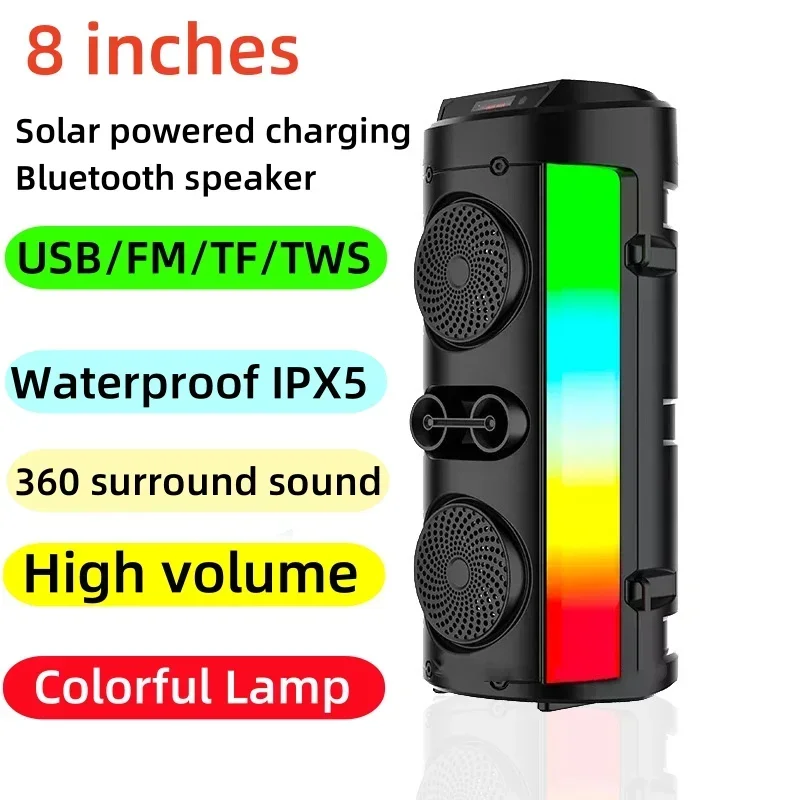 HIFI Bocinas Bluetooth Dual 8 inch High Power RGB Color Flash Party Outdoor Portable Subwoofer Speaker 3D Surround Sound Karaoke