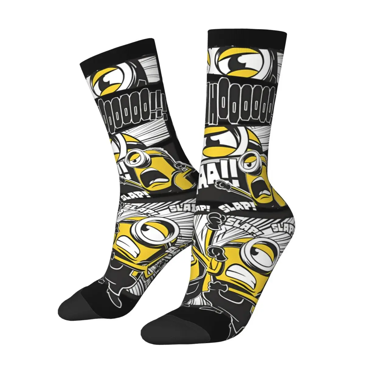 Funny Crazy compression Appealing Sock for Men Hip Hop Harajuku Despicable Me Happy Seamless Pattern Printed Boys Crew Sock