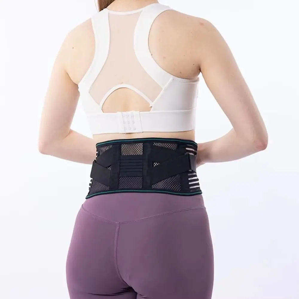 Verstellbare Rückenstütze mit 4 Stahlstreben, Atmungsaktiver Lendenwirbelstützgürtel, Kompressions-Stabilisierungs-Fitness-Taillenschutz – Detail 7