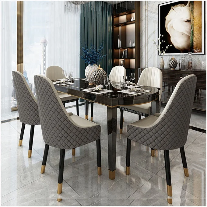 

/Italian Design Home Furniture Luxury Dining Room Oval Long Dining Table with Chairs
