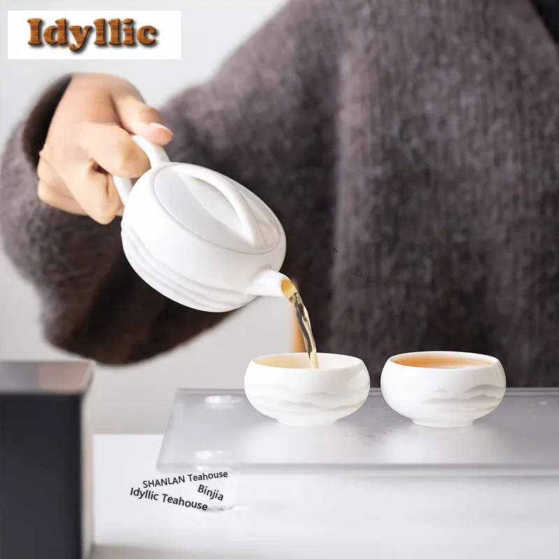 Ink Landscape Tea Set Complete Set Creative Tea Ceremony Set Household Tea Maker Teapot And Tea Cup Set Cafes Supplies Ornaments