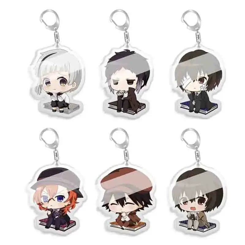 New Wild Dogs Keychain Atsushi Nakajima Dazai Double Sided Transparent Acrylic Pendant Figure Key Holder Jewelry Fan Accessories