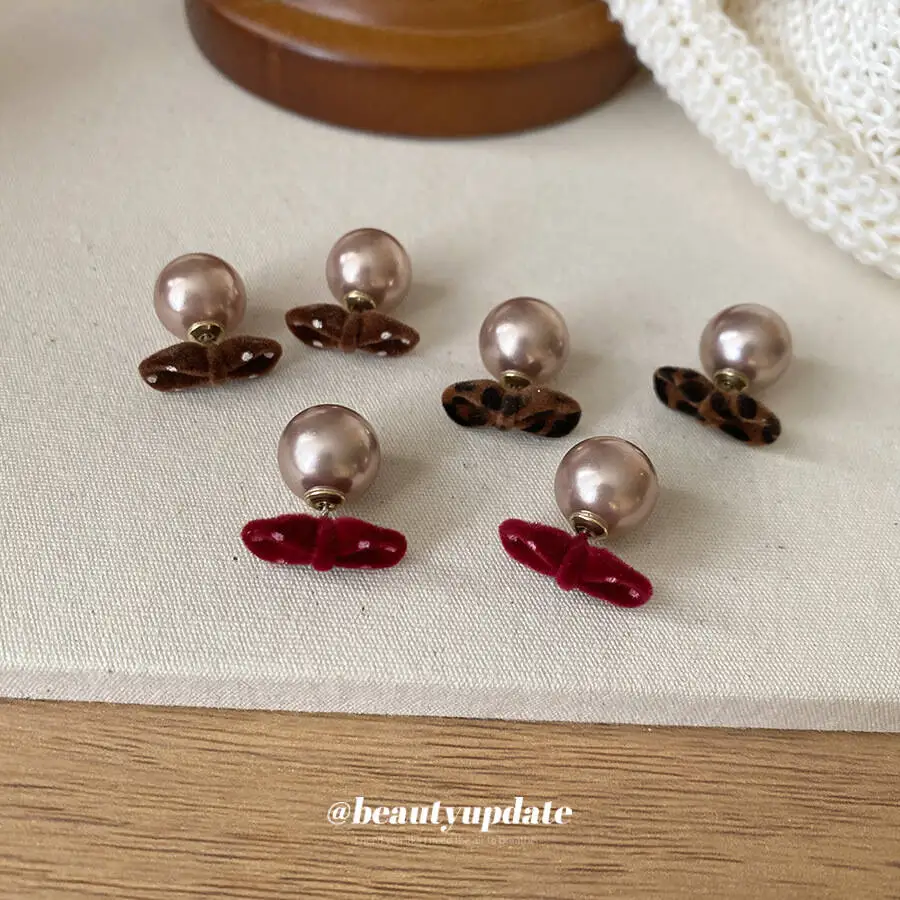 Melard Retro Flocked Polka Dot Leopard Print Everyday Casual Versatile Earrings Light Luxury High End Earrings Wholesale