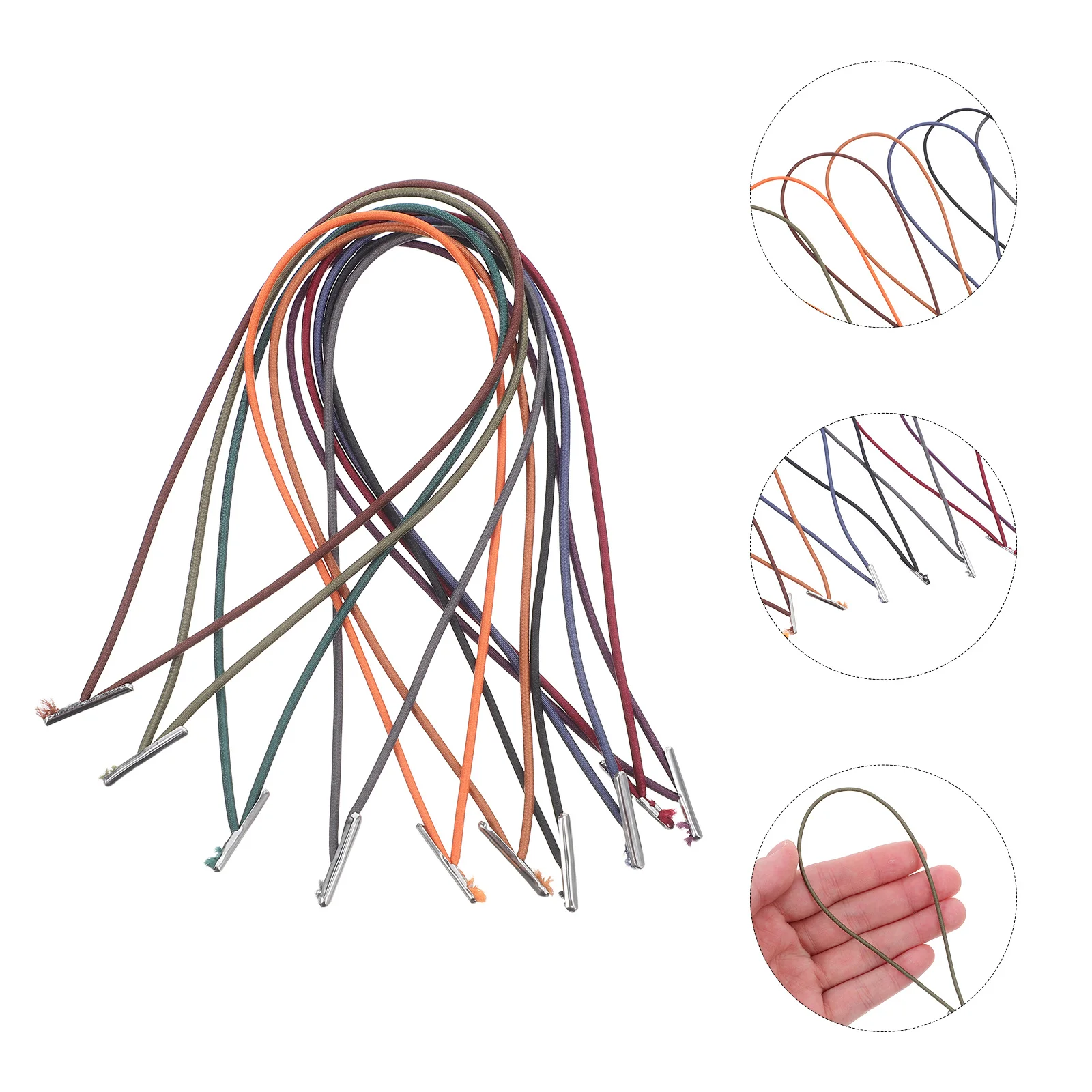 

10Pcs Notebook Accessories Elastic String Metal Ends 12cm Stretch Loop Band for DIY Masks Hats Menus Badges Elastic Rope
