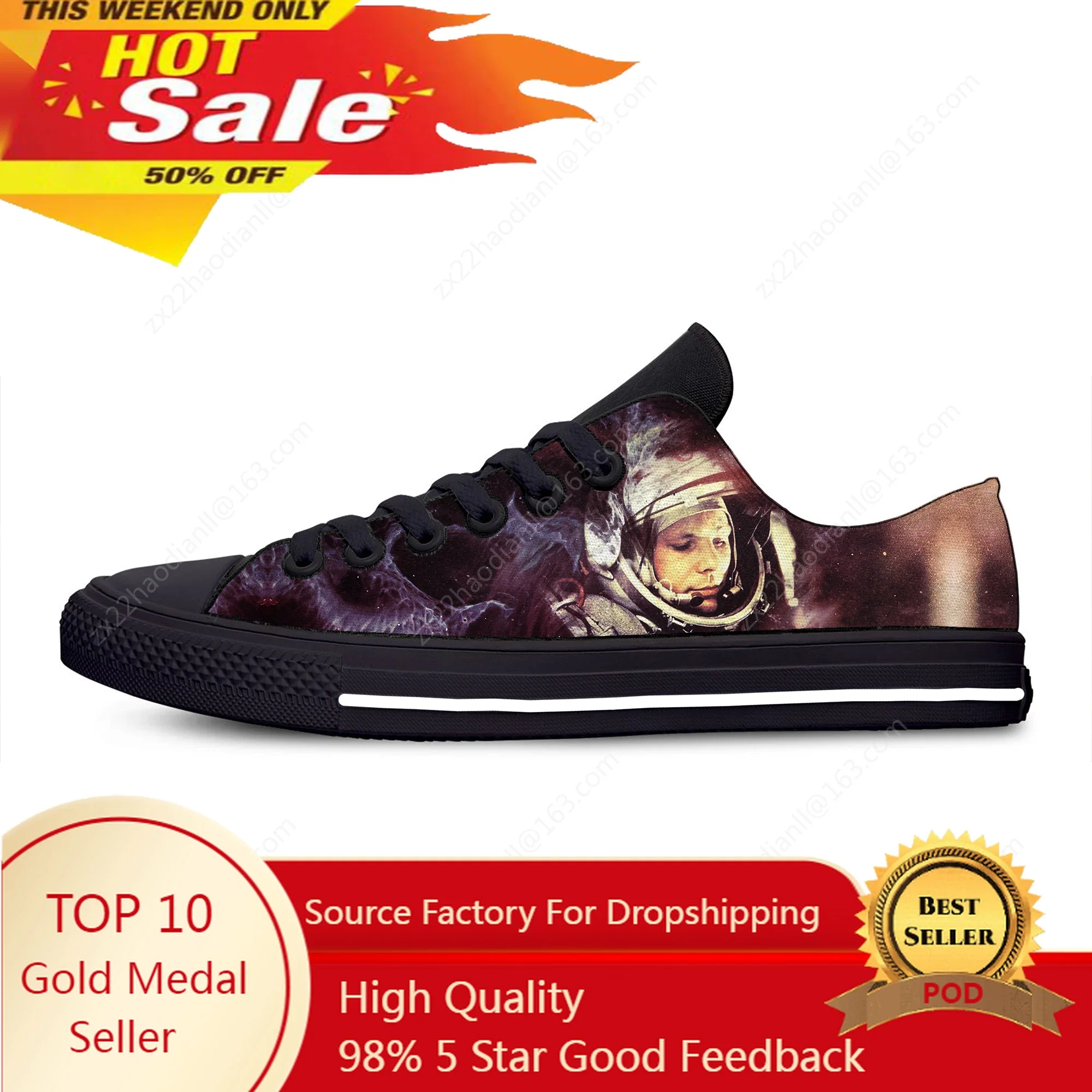 

Yuri Gagarin USSR Cosmonaut Soviet Astronaut Cool Casual Cloth Shoes Low Top Lightweight Breathable 3D Print Men Women Sneakers
