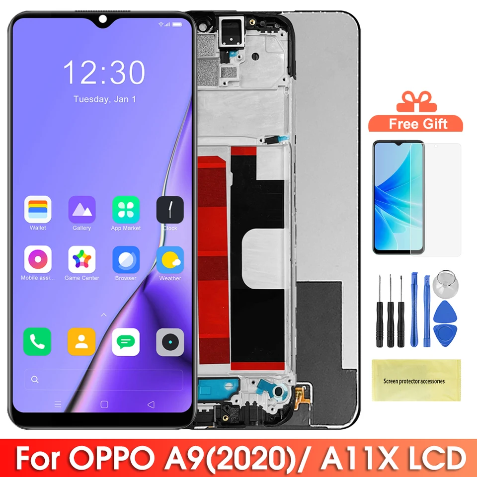 YHX-OU Pantalla LCD Negra De 6.5″ Para OPPO A9 2020 Y A11x (CPH1937, CPH1939, CPH1941) Con Kit De Herramientas Y Protector Incluido