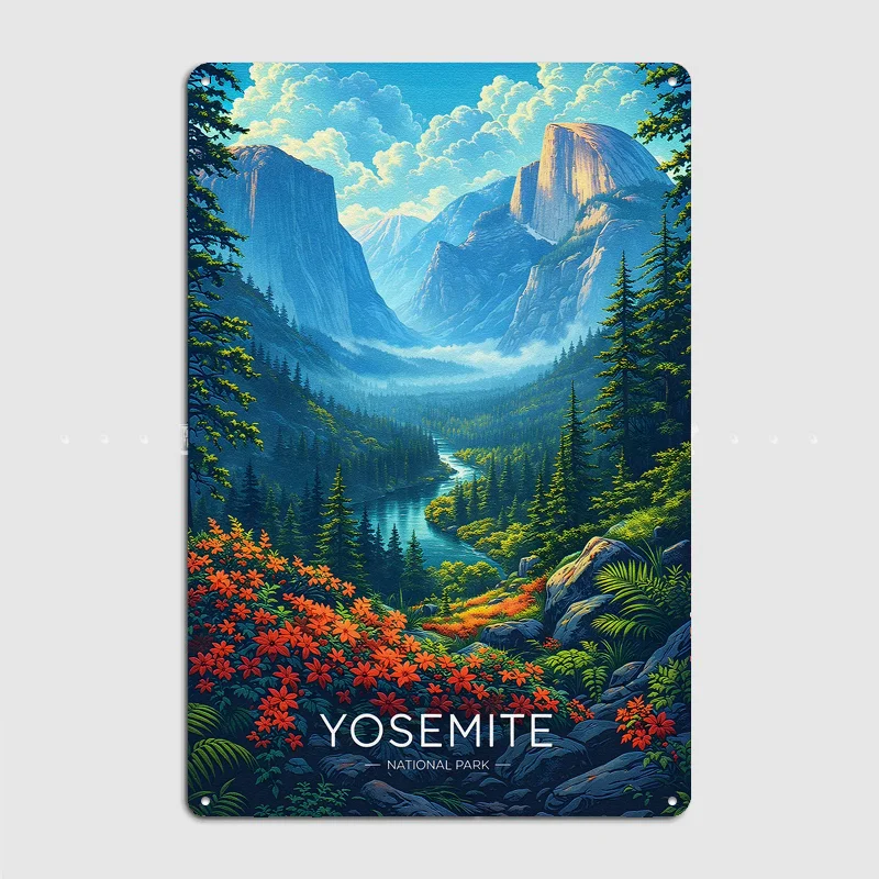 Yosemite National Park Landscape Poster Metal Tin Sign Indoor Outdoor Home Decor Bar Custom Posters Wall Room Decorations