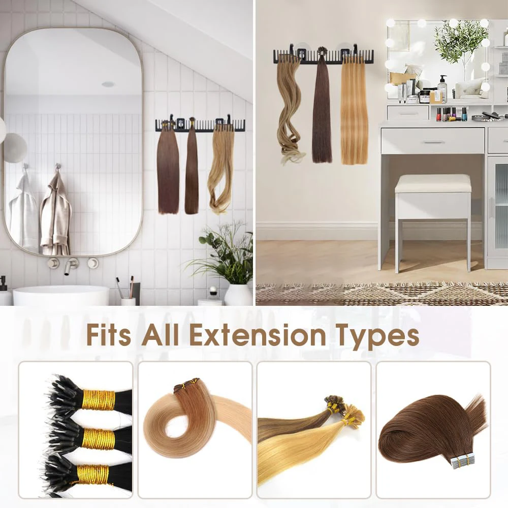 1 حزمة حامل الشعر التمديد لتصفيف شفط الكؤوس البلاستيك عرض الشعر شماعات أدوات رف الشعر تقف للغسيل/التصفيف #5