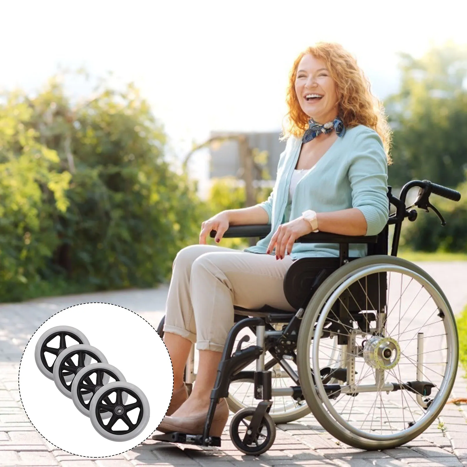 4pcs Wheelchair Wheels 6 Inch Gray Durable Replacement Walker Wheel Replacements Accessories Health Care Portable