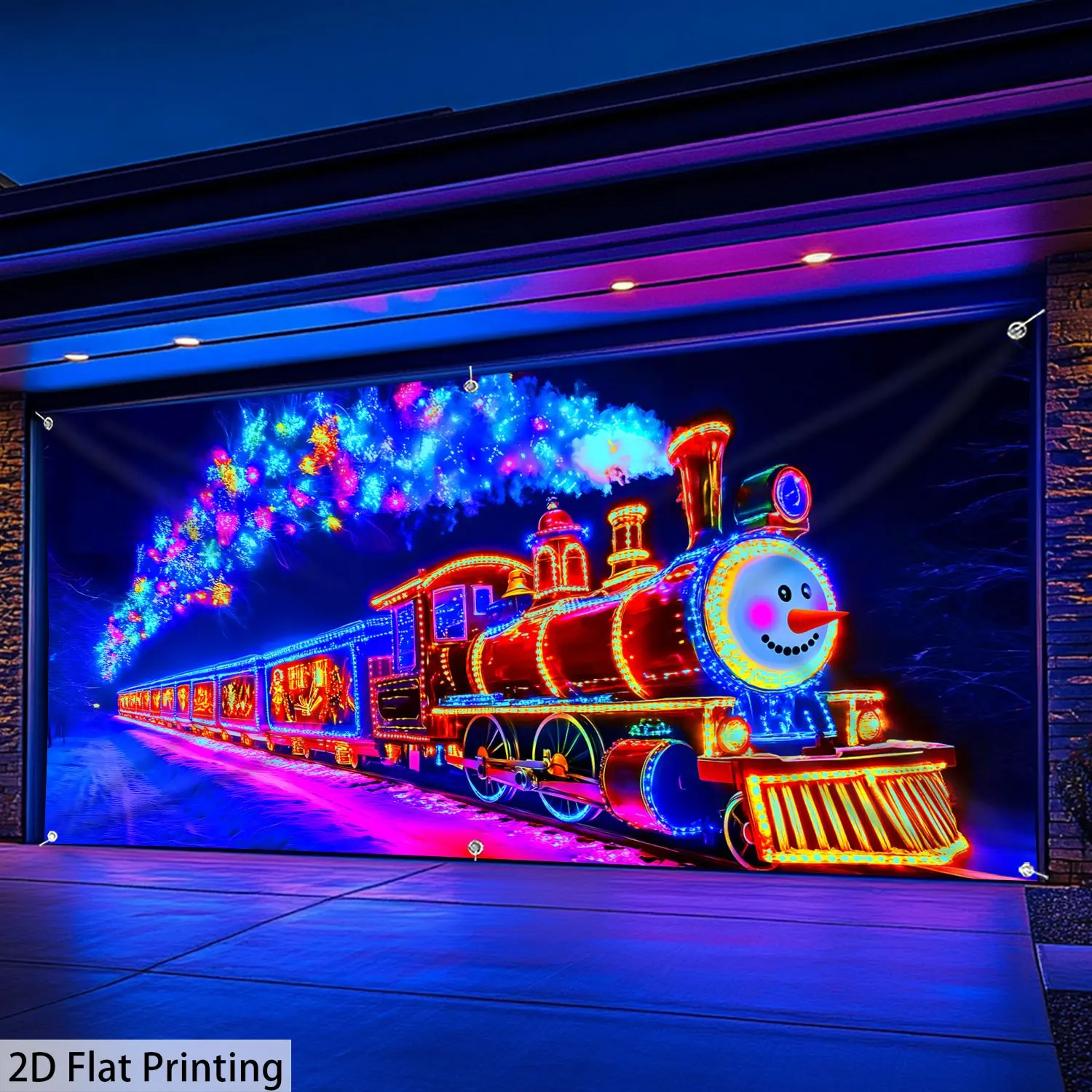 خطة ثنائية الأبعاد، قطعة واحدة، ديكور باب المرآب الرومانسي لعيد الميلاد المجيد، ديكور عطلة متعدد الأغراض #1