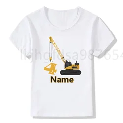 Crane construction birthday boy girl T-shirt excavator birthday shirt cool T-shirt cute children's play clothes number 2-7