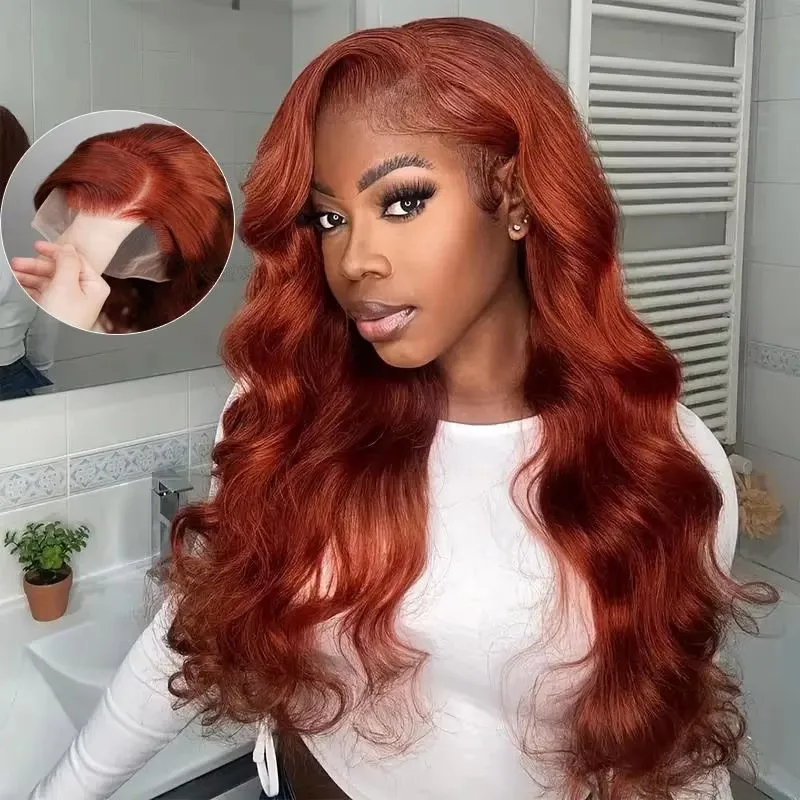 

Brazilian 30 Inch Reddish Brown 13x4 13x6 HD Lace Front Wig Human Hair Body Wave 250 Density Colored Lace Frontal Wig For Women