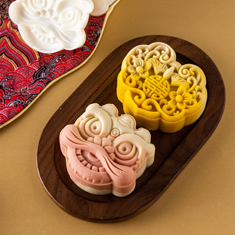 

3DMooncake Mold 30g/50g/75g National Tide Style Lion Patterns Mooncake Molds Press Cookie Mould for Mid-Autumnfond fondant molds