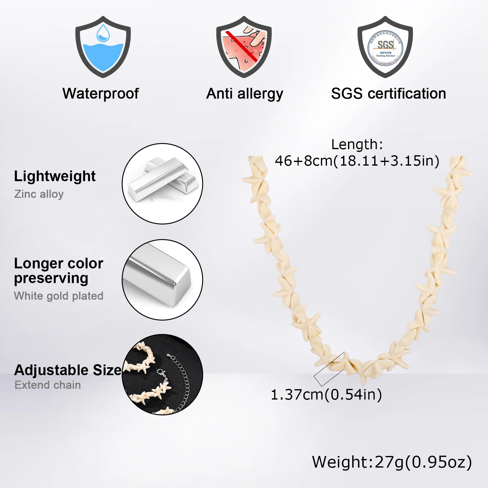 Böhmische Muschel-Seestern-Halskette für Männer, Handgefertigte Seestern-förmige Choker, Sommer-Strand-Party-Schmuck – Detail 1