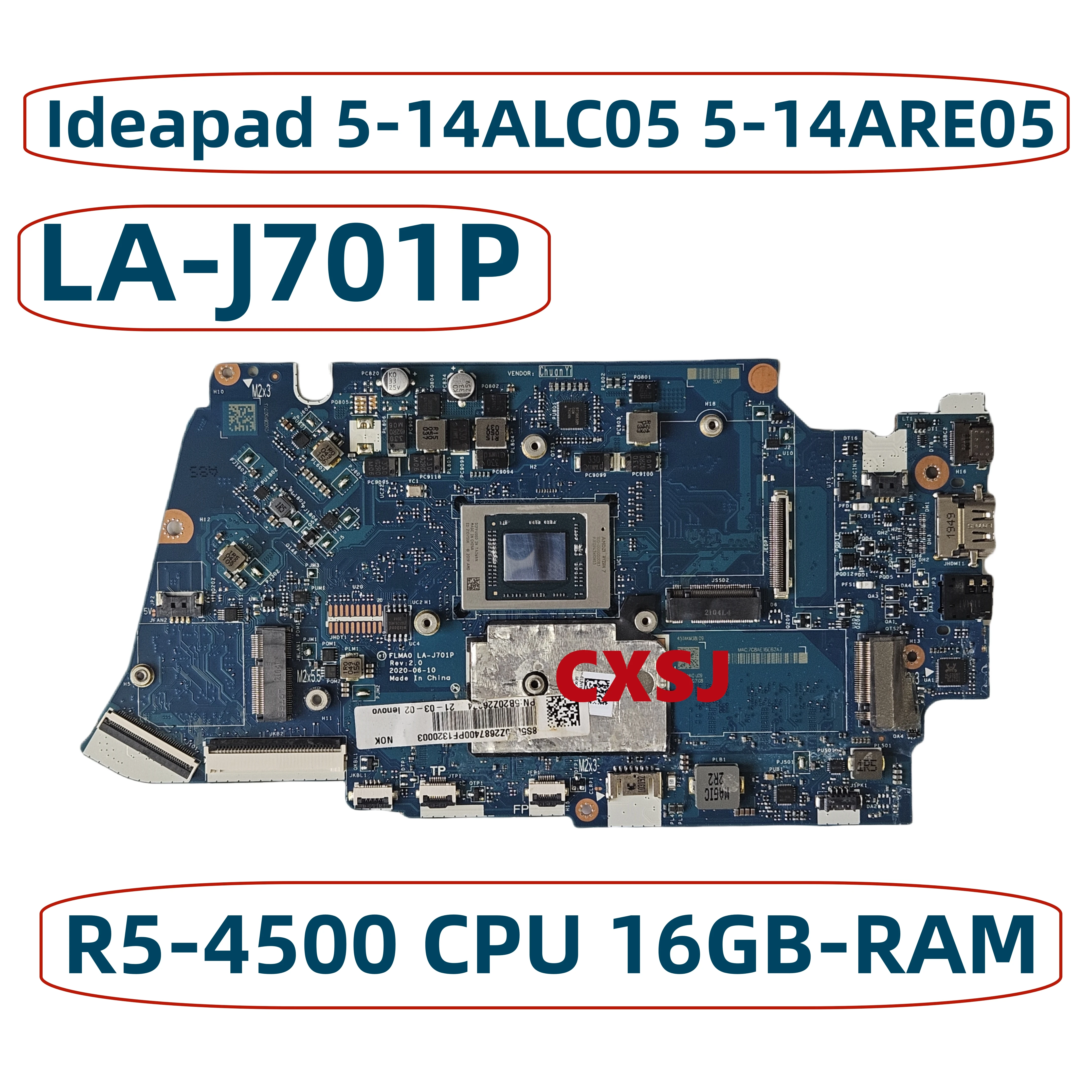 FLMA0 LA-J701P For Lenovo Ideapad 5-14ALC05 5-14ARE05 Laptop Motherboard With R5-4500 CPU 16GB-RAM UMA 5B20Z26870 100% Tested OK