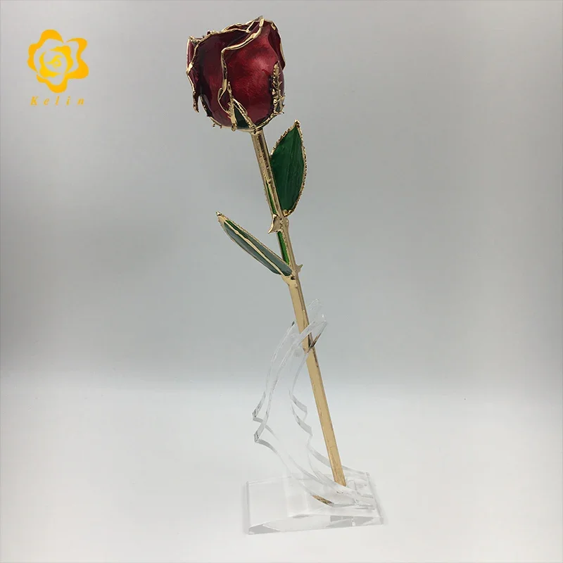 11 inches dry Rose made 24K Gold Plated Pearl red colored Rose Real Rose Dipped with nice gift box for valentines day gifts