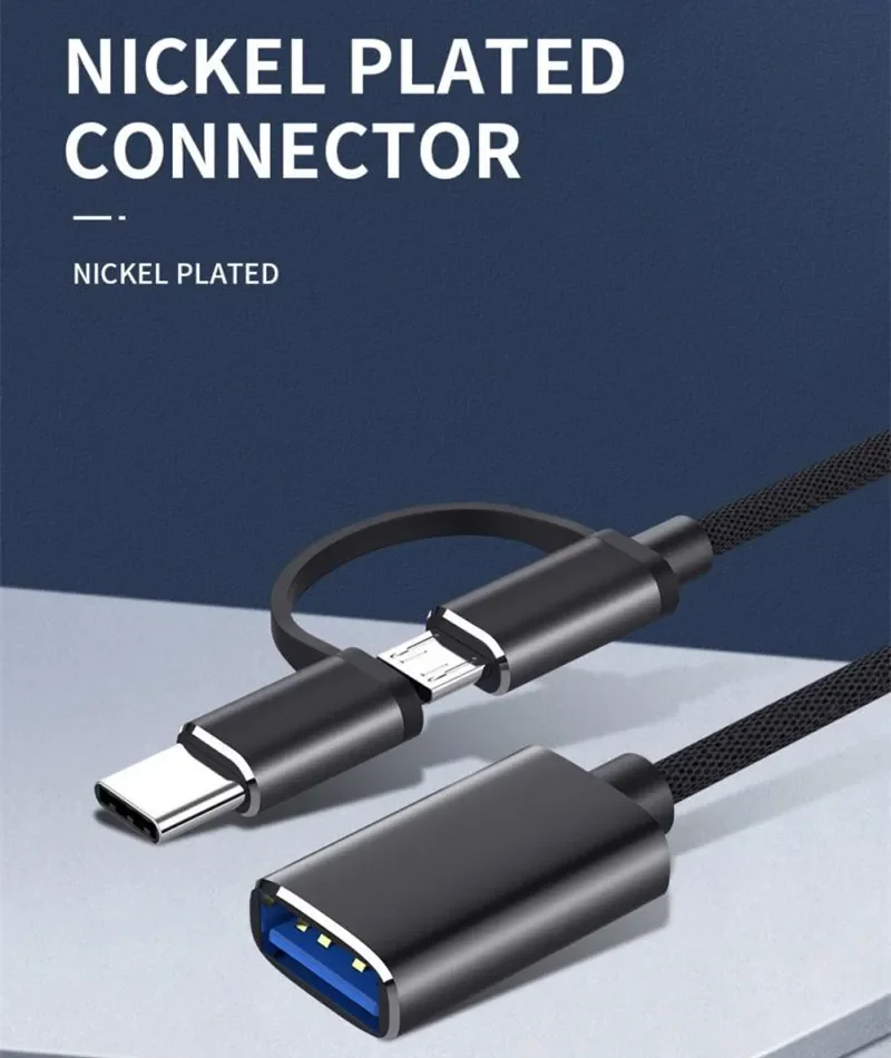 2-in-1 Micro USB USB C to USB3.0 OTG Cable Adapter New Condition Type C Male USB Female Converter MacBook Pro Charging Function image 5