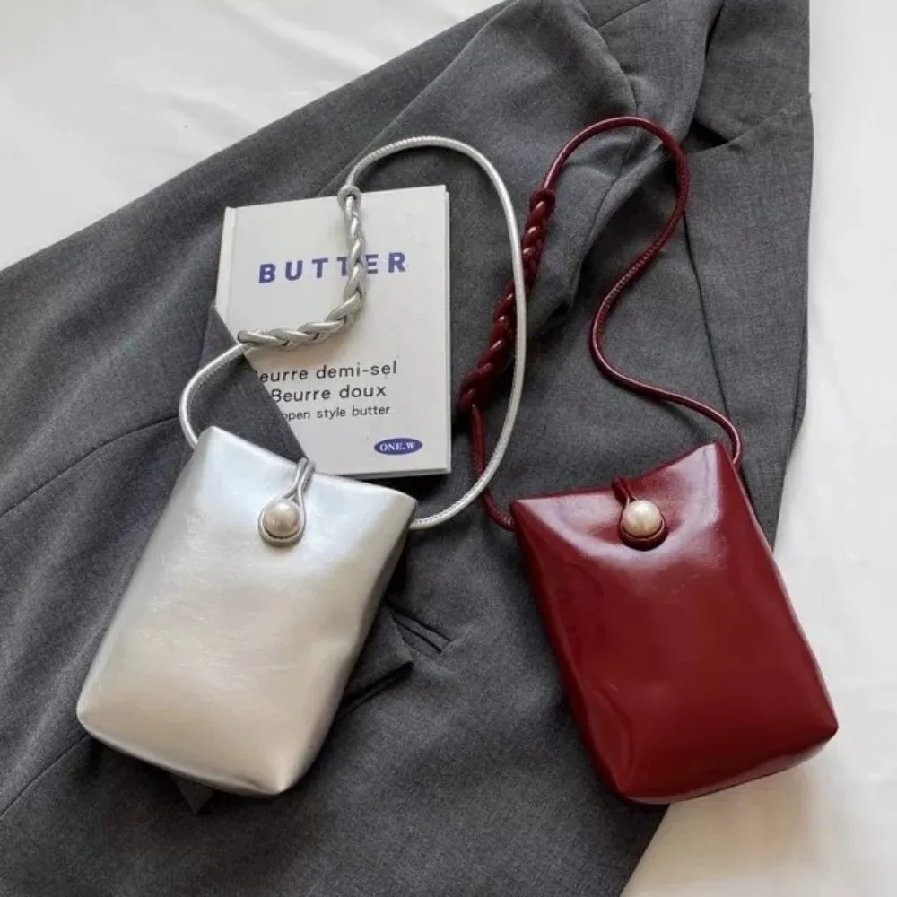 New PU Leather Crossbody Phone Pouch Adjustable Strap Candy Color Cell Phone Bag Small Tear Resistant Shoulder Bag Shopping