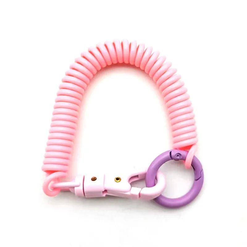 Coil Springs Keychain Stretchy Spiral Spring Coil Retractable Coil Springs Keychain With Metal Clasp Key Chain Holder Lanyard