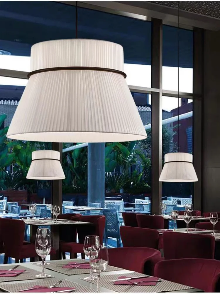 

Modern minimalist dining table fabric lampshade pendant light on the table kitchen restaurant bedroom Simple ceiling decor
